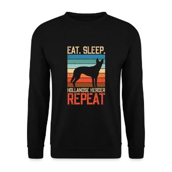 Manger dormir Hollandse Herder Répéter - Sweat-shirt Unisexe - noir - Devant - Alina (178cm) & Michal (187cm)