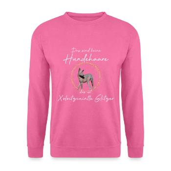eine Hundehaare das ist Xoloitzcuintle Glitzer - Unisex Pullover - Pink - Vorne