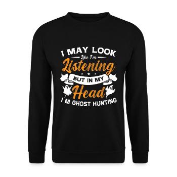 Geisterjäger Paranormal Geisterjagd Geist Geschenk - Unisex Pullover - Schwarz - Vorne - Alina (178cm) & Michal (187cm)