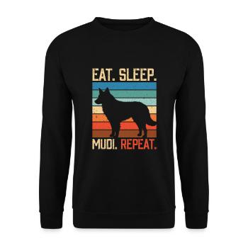 Manger dormir Mudi Répéter - Sweat-shirt Unisexe - noir - Devant - Alina (178cm) & Michal (187cm)