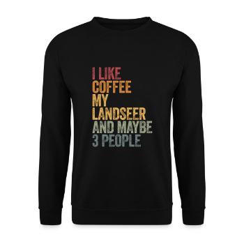 J’aime le café mon Landseer et peut-être 3 personnes - Sweat-shirt Unisexe - noir - Devant - Alina (178cm) & Michal (187cm)