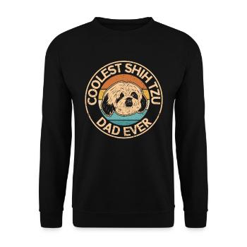 Shih Tzu Dad Hundebesitzer Herrchen Geschenk - Unisex Pullover - Schwarz - Vorne - Alina (178cm) & Michal (187cm)