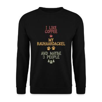 J’aime le café mon Rauhaardackel et peut-être 3 personnes - Sweat-shirt Unisexe - noir - Devant - Alina (178cm) & Michal (187cm)
