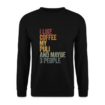 J’aime le café mon Puli et peut-être 3 personnes - Sweat-shirt Unisexe - noir - Devant - Alina (178cm) & Michal (187cm)
