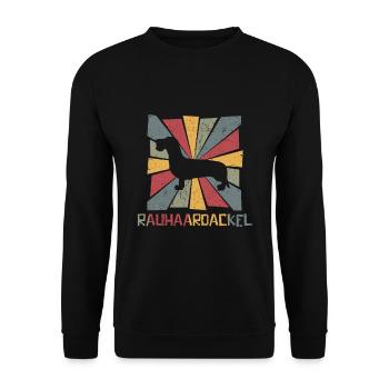 Teckel aux cheveux rugueux Vintage Rétro - Sweat-shirt Unisexe - noir - Devant - Alina (178cm) & Michal (187cm)