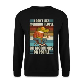 I don't like morning people Funny dad coffee - Unisex Sweatshirt - black - Front - Alina (178cm) & Michal (187cm)