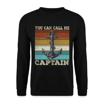 Funny Captain Sailboat Humor Anchor Sailor - Unisex Sweatshirt - black - Front - Alina (178cm) & Michal (187cm)