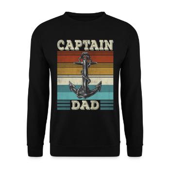 Captain Papa Sailboat Anchor Sailor Papa - Unisex Sweatshirt - black - Front - Alina (178cm) & Michal (187cm)