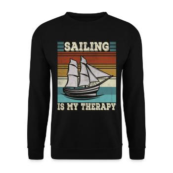 Sailing is my therapy Sailboat Funny Sail - Unisex Sweatshirt - black - Front - Alina (178cm) & Michal (187cm)