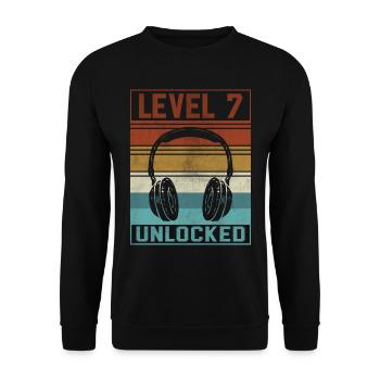 Gamer Boy 7th Birthday Gamer - Unisex Sweatshirt - black - Front - Alina (178cm) & Michal (187cm)
