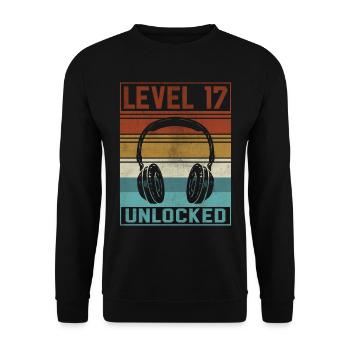 Gamer Boy 17th Birthday Gamer - Unisex Sweatshirt - black - Front - Alina (178cm) & Michal (187cm)
