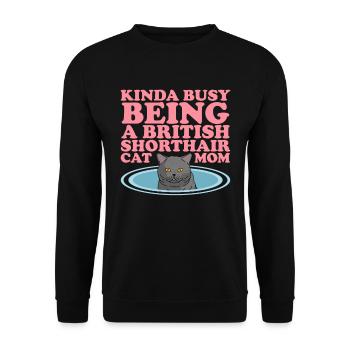 British Shorthair Maman Chats Chat Papa Cadeau - Sweat-shirt Unisexe - noir - Devant - Alina (178cm) & Michal (187cm)