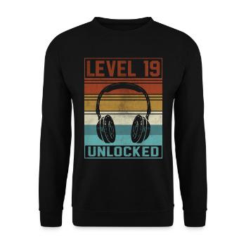 Gamer 19th Birthday Gamer - Unisex Sweatshirt - black - Front - Alina (178cm) & Michal (187cm)