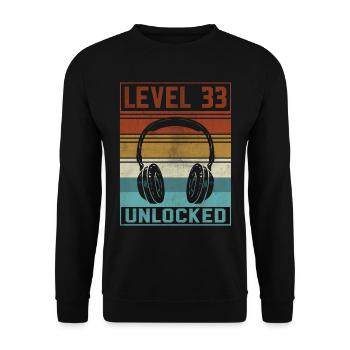 Gamer 33rd Birthday Gamer - Unisex Sweatshirt - black - Front - Alina (178cm) & Michal (187cm)