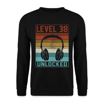 Gamer 38th Birthday Gamer - Unisex Sweatshirt - black - Front - Alina (178cm) & Michal (187cm)