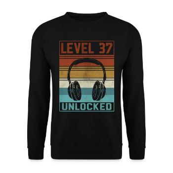 Gamer 37th Birthday Gamer - Unisex Sweatshirt - black - Front - Alina (178cm) & Michal (187cm)