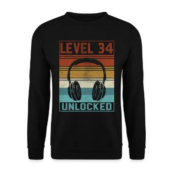 Gamer 34th Birthday Gamer - Unisex Sweatshirt - black - Front - Alina (178cm) & Michal (187cm)