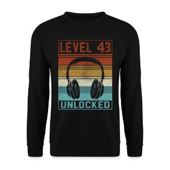 Gamer 43rd Birthday Gamer - Unisex Sweatshirt - black - Front - Alina (178cm) & Michal (187cm)