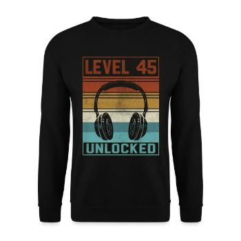 Gamer 45th Birthday Gamer - Unisex Sweatshirt - black - Front - Alina (178cm) & Michal (187cm)