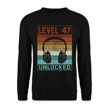 Gamer 47th Birthday Gamer - Unisex Sweatshirt - black - Front - Alina (178cm) & Michal (187cm)