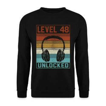 Gamer 48th Birthday Gamer - Unisex Sweatshirt - black - Front - Alina (178cm) & Michal (187cm)