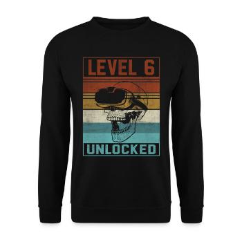 Boy 6th Birthday Gamer - Unisex Sweatshirt - black - Front - Alina (178cm) & Michal (187cm)