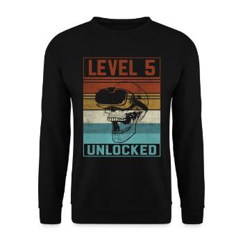Boy 5th Birthday Gamer - Unisex Sweatshirt - black - Front - Alina (178cm) & Michal (187cm)