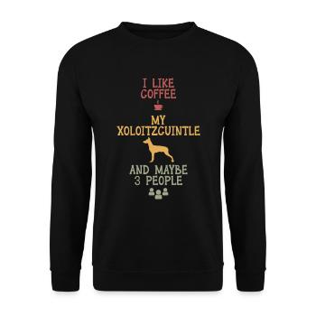 I like coffee my Xoloitzcuintle and maybe 3 people - Unisex Pullover - Schwarz - Vorne - Alina (178cm) & Michal (187cm)