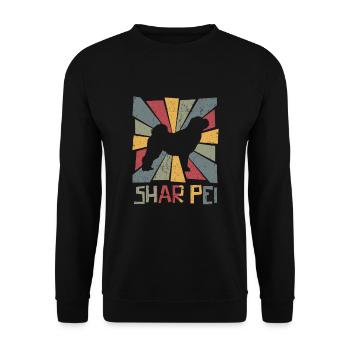Shar pei Vintage - Unisex Sweatshirt - black - Front - Alina (178cm) & Michal (187cm)