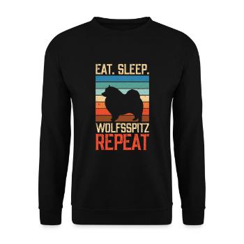 Eat sleep Wolfsspitz Repeat - Unisex Sweatshirt - black - Front - Alina (178cm) & Michal (187cm)
