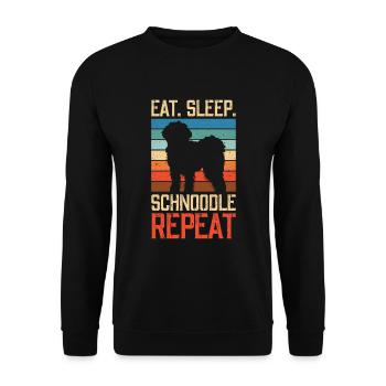 Eat Sleep Schnoodle Repeat - Unisex Pullover - Schwarz - Vorne - Alina (178cm) & Michal (187cm)
