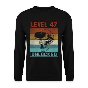 47th Birthday Gamer - Unisex Sweatshirt - black - Front - Alina (178cm) & Michal (187cm)