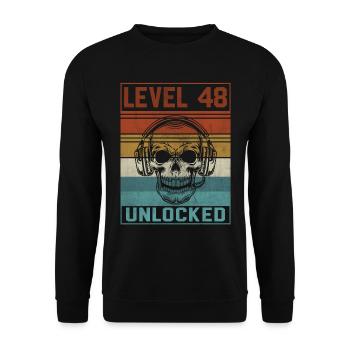 Gamer 48th Birthday - Unisex Sweatshirt - black - Front - Alina (178cm) & Michal (187cm)
