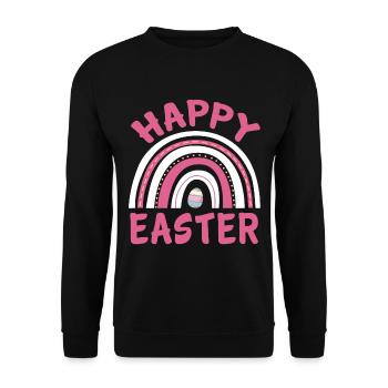 Happy Easter Women Girls Cute Easter Egg Rainbow - Unisex Pullover - Schwarz - Vorne - Alina (178cm) & Michal (187cm)