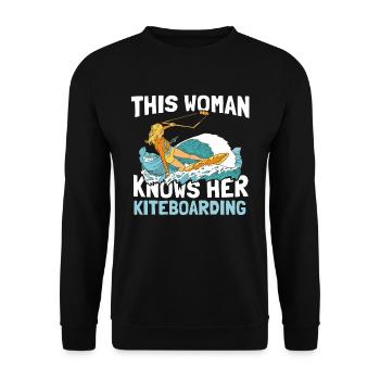 Kitesurfen Kiteboarding Kite Kiten - Unisex Pullover - Schwarz - Vorne - Alina (178cm) & Michal (187cm)