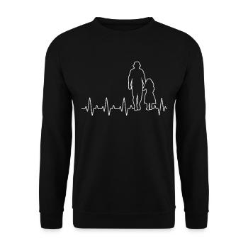 Father Daugher Heartbeat Dad and Child - Unisex Sweatshirt - black - Front - Alina (178cm) & Michal (187cm)