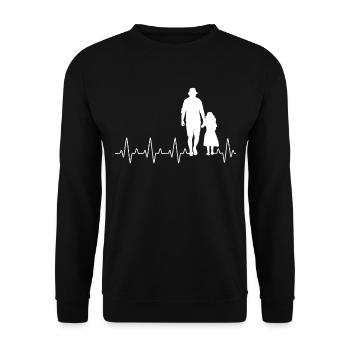 Grandpa Granddaughter Heartbeat Granddad Grandkid - Unisex Sweatshirt - black - Front - Alina (178cm) & Michal (187cm)