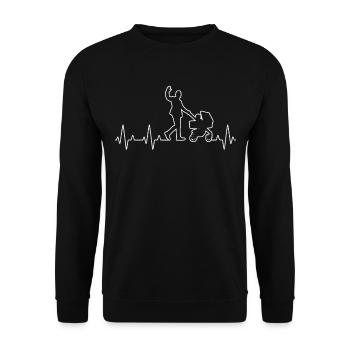 Funny Dad with Baby Heartbeat Fathers Day - Unisex Pullover - Schwarz - Vorne - Alina (178cm) & Michal (187cm)