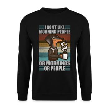 Sarcastic Dachshund Coffee Moody Wiener Dog - Unisex Pullover - Schwarz - Vorne - Alina (178cm) & Michal (187cm)