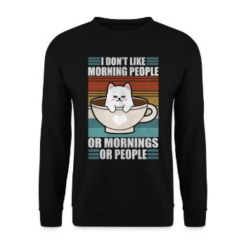 Sarcastic Kitty Moody Coffee Lazy Cat - Unisex Sweatshirt - black - Front - Alina (178cm) & Michal (187cm)