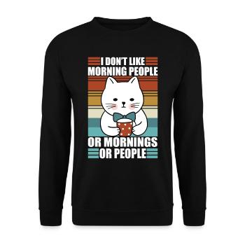 Morning People Sarcasm Coffee Moody Cat - Unisex Sweatshirt - black - Front - Alina (178cm) & Michal (187cm)