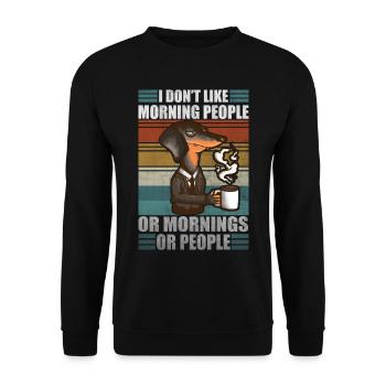 Moody Dachshund Coffee Sarcastic Wiener Dog - Unisex Pullover - Schwarz - Vorne - Alina (178cm) & Michal (187cm)