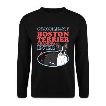 Boston Terrier Grandpa | Hundebesitzer Geschenk - Unisex Pullover - Schwarz - Vorne - Alina (178cm) & Michal (187cm)