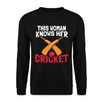 Cricket Cricketschläger Cricketspieler - Unisex Pullover - Schwarz - Vorne - Alina (178cm) & Michal (187cm)