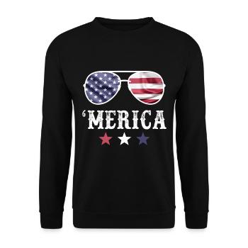 Merica Lunettes de soleil 4 juillet Hommes Femmes Américaine F - Sweat-shirt Unisexe - noir - Devant - Alina (178cm) & Michal (187cm)