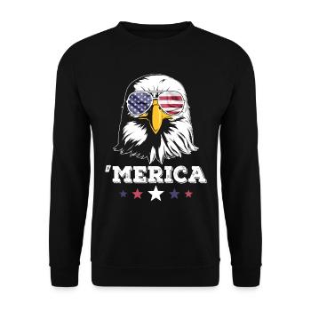 4th of July American Flag USA Sunglasses Merica Ea - Unisex Pullover - Schwarz - Vorne - Alina (178cm) & Michal (187cm)