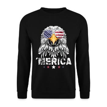 4th of July American Flag USA Sunglasses Eagle - Unisex Pullover - Schwarz - Vorne - Alina (178cm) & Michal (187cm)