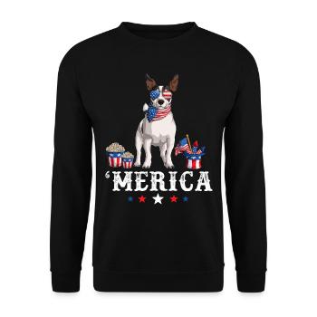 Jack Russell Merica 4 juillet Chien Drapeau américain - Sweat-shirt Unisexe - noir - Devant - Alina (178cm) & Michal (187cm)