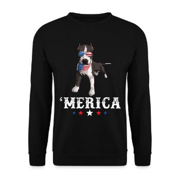 Pit Bull Merica 4th of July Dog American Flag USA - Unisex Sweatshirt - black - Front - Alina (178cm) & Michal (187cm)