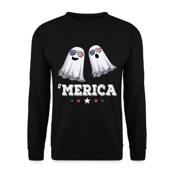 Ghosts Merica 4 juillet Drapeau américain USA - Sweat-shirt Unisexe - noir - Devant - Alina (178cm) & Michal (187cm)